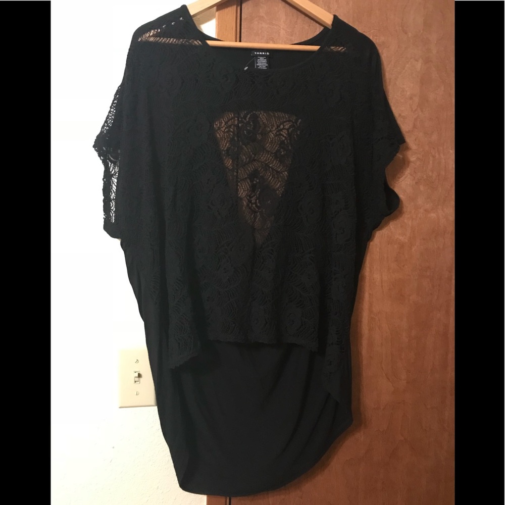 Torrid Size 2 Hi-low Lace Front Top
